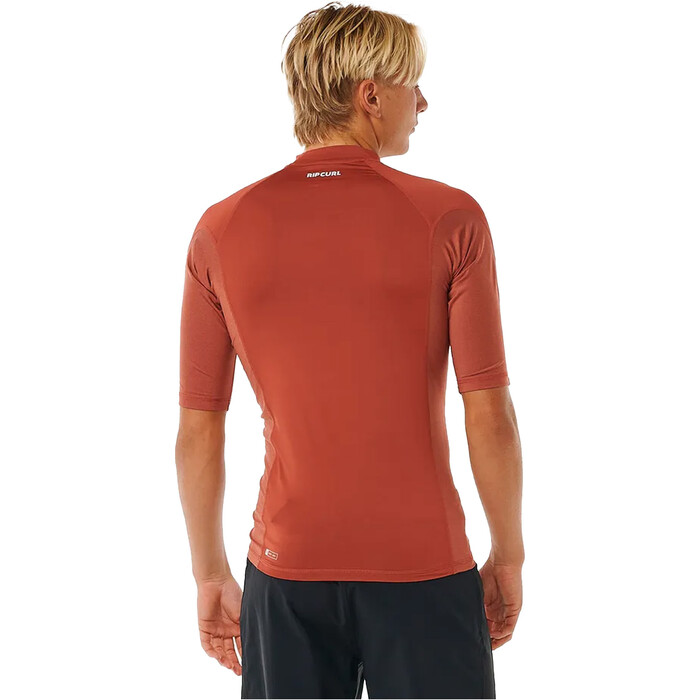 2024 Rip Curl Hombres Waves UPF Performance Chaleco De Lycra De Manga Corta 142MRV - Red